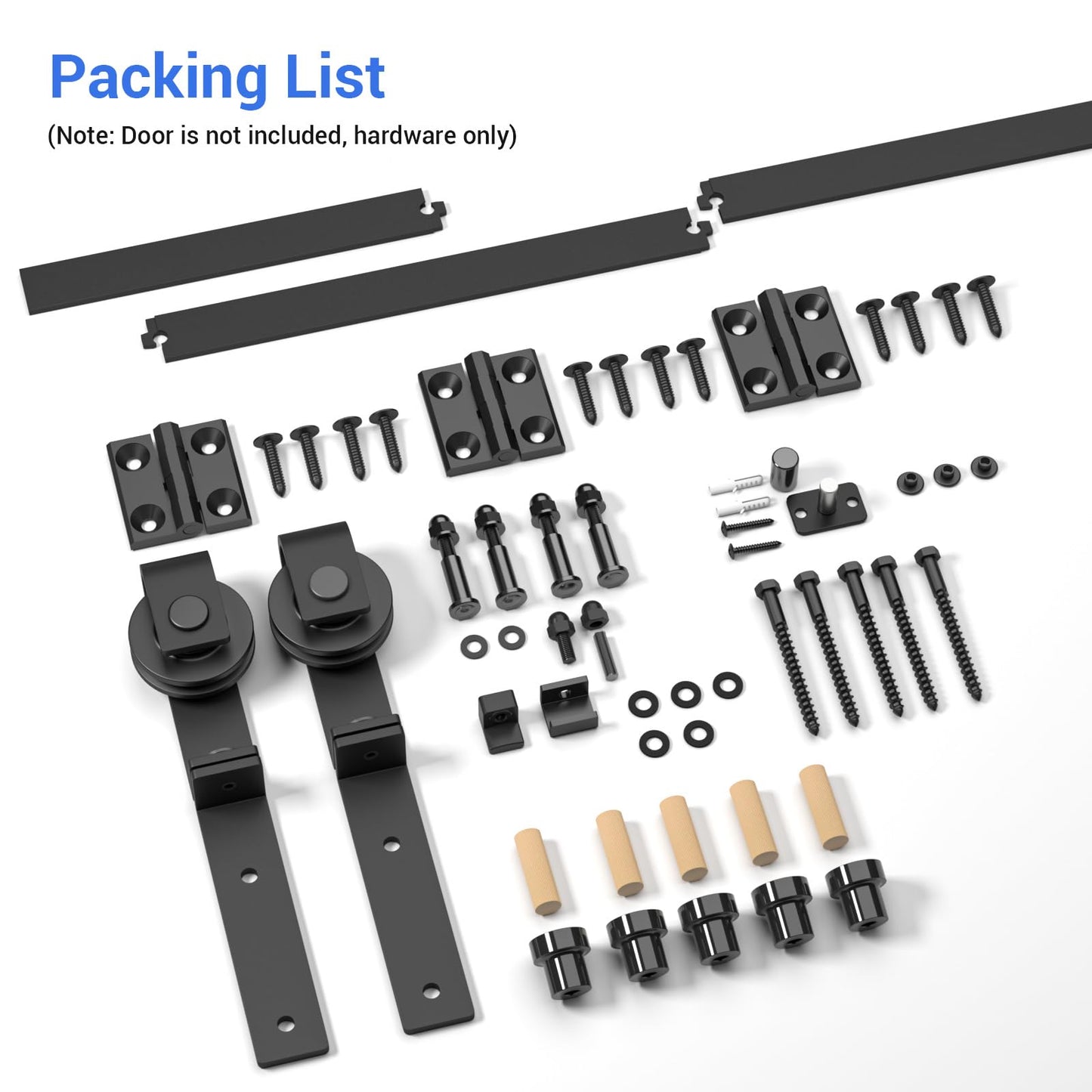 CCJH 30" Bi-Folding Sliding Barn Door Hardware Kit for 2 Doors,Slide Smoothly Quietly,Black Track J Shape Roller,No Door