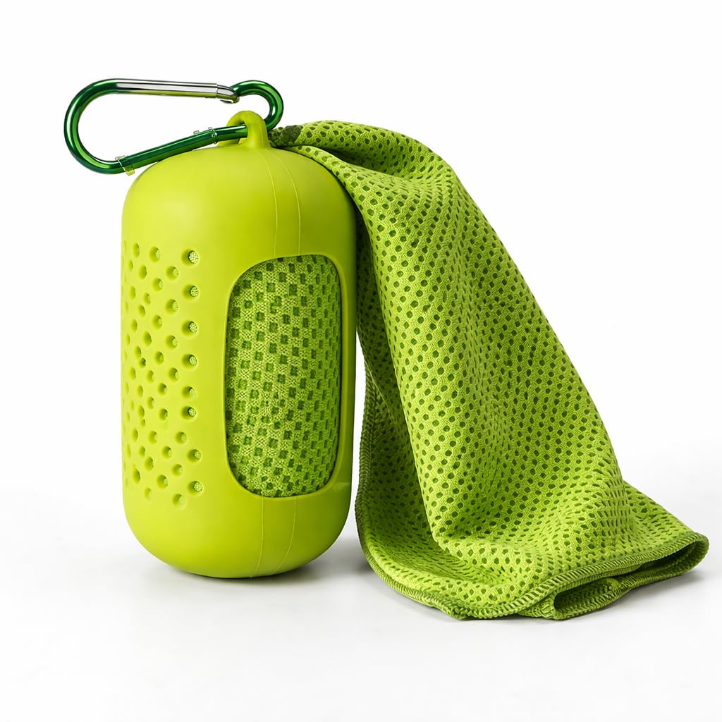 Cooling Towel with Clip Case – Quick-Dry Neck Wrap for Sports, Beach Tote Bags, Gym, Travel & Outdoor Heat