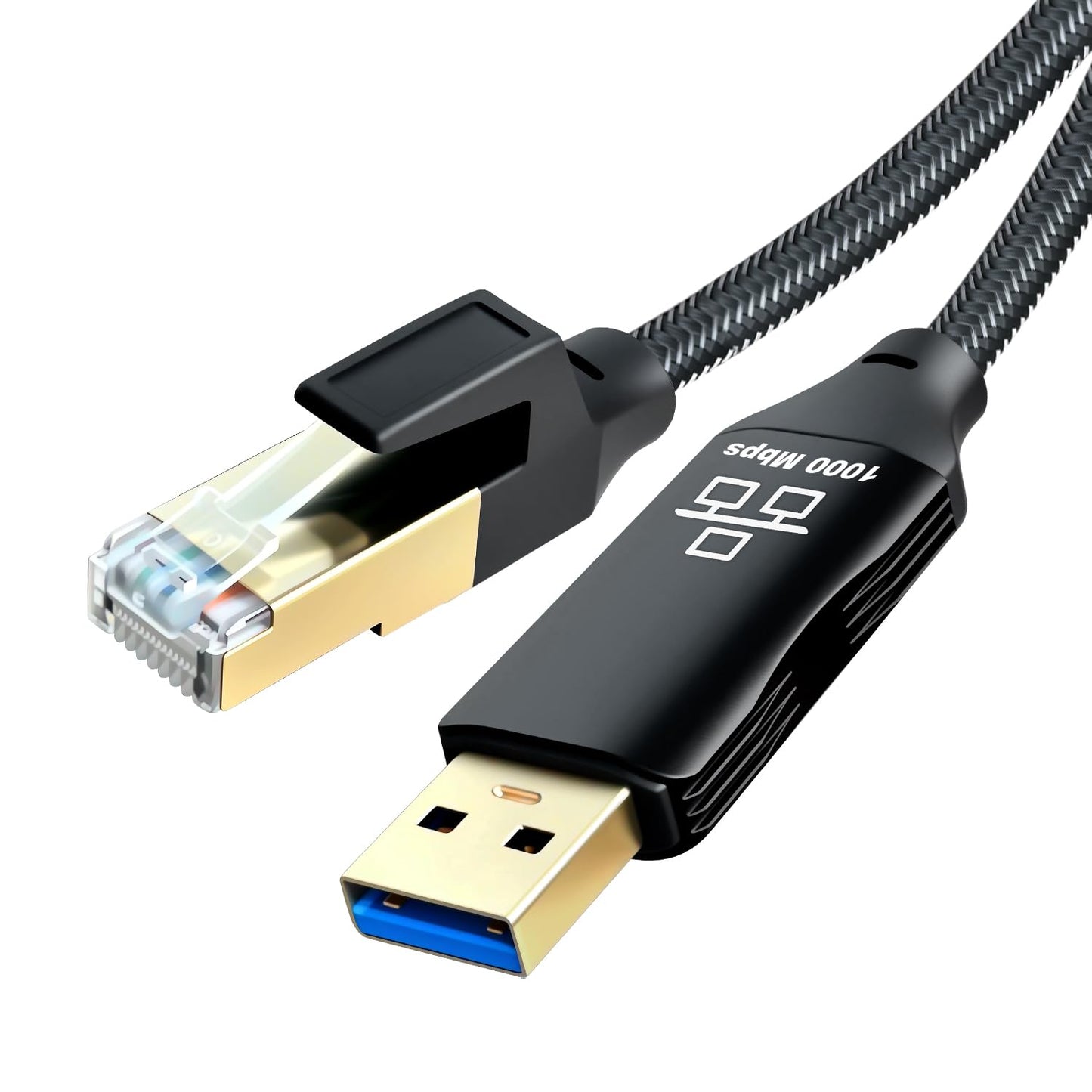 Jelly Tang 40Ft,USB 3.0 RJ45 Linux(40Ft/12M) USB to Ethernet Cable Male to Serial Adapter Directly Connected