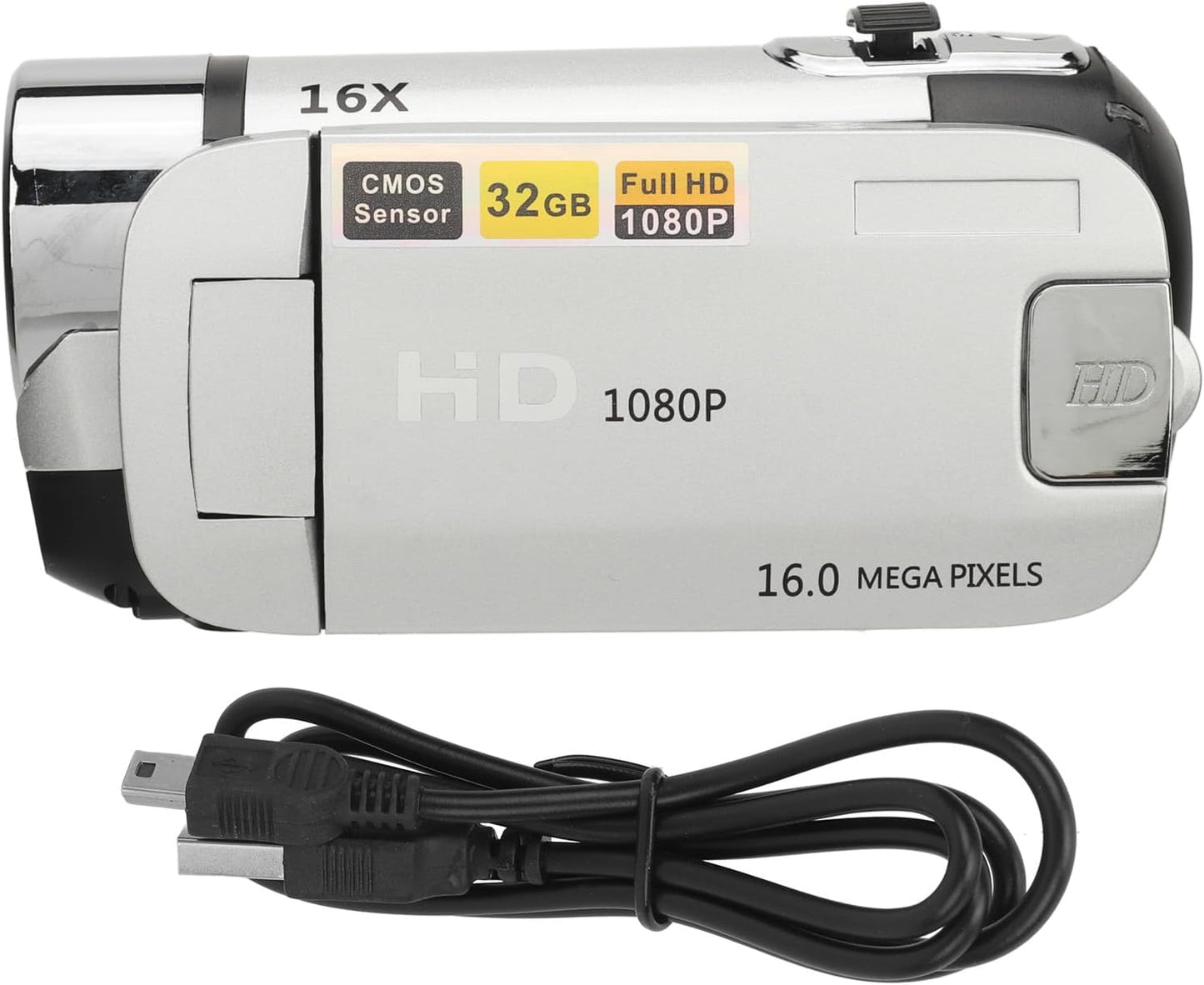 Zopsc 1080P, 16MP, 16X 2.4 Inch Digital Video Camera, Zoom, Rotatable Screen, Fill Light, Camcorder for Vlogging