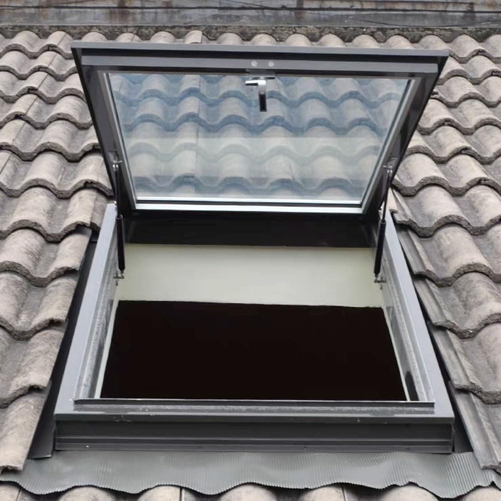 Skylights & Roof Windows;Skylight Window - Square/Rectangle;Roof Skylights;Manual Ventilation Partition Mounted Skylight,Aluminium Alloy + Double Glass Skylight (5 Size) (23.6"×23.6")