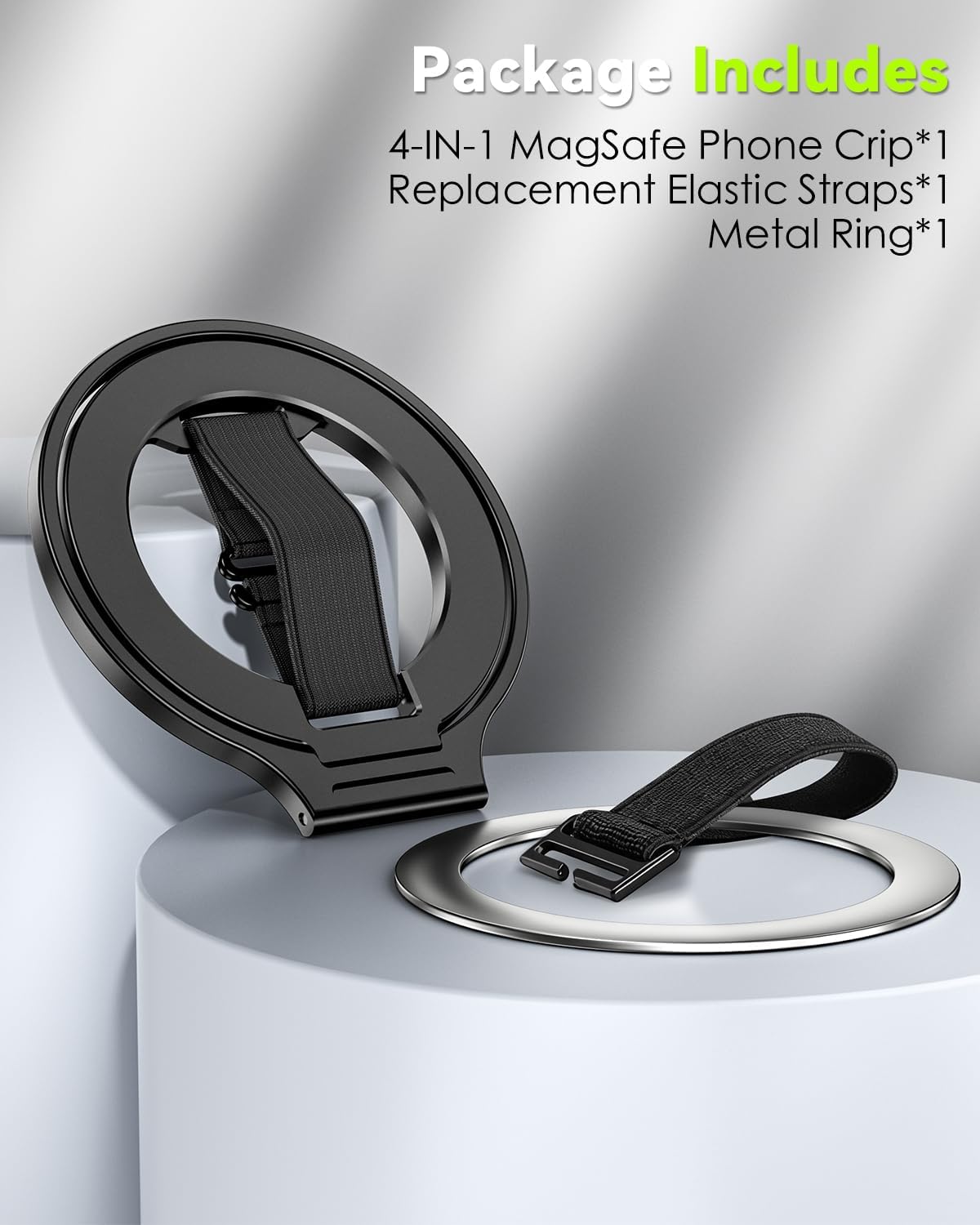 CloudValley 17 Max/16/15/14/13/12 Magnetic Phone Grip, Slim Rotating Finger Loop Ring Holder with Soft Strap
