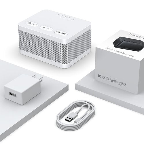 DailyBody Sound Machine White Noise Machine with 30 Soothing Sounds 32 Levels Volume 5 Timers and Memory Function Effectively Blocks Noise Ideal Sleep Machine for Baby Kids Adults… (White)