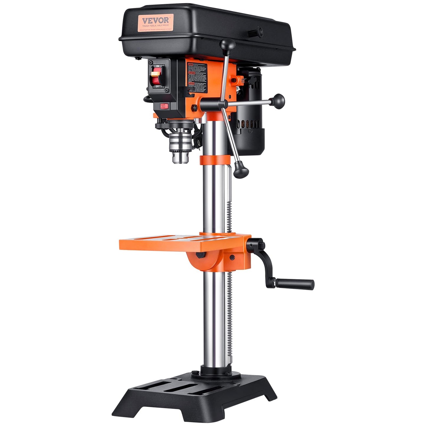 VEVOR Benchtop Drill Press, 3.2 Amp and 5-Speed Adjustable Drill Press with 10 in Swing, Cast Iron Frame, Worktable Tilts 0-45°, Ideal for Drilling Wood & Metal