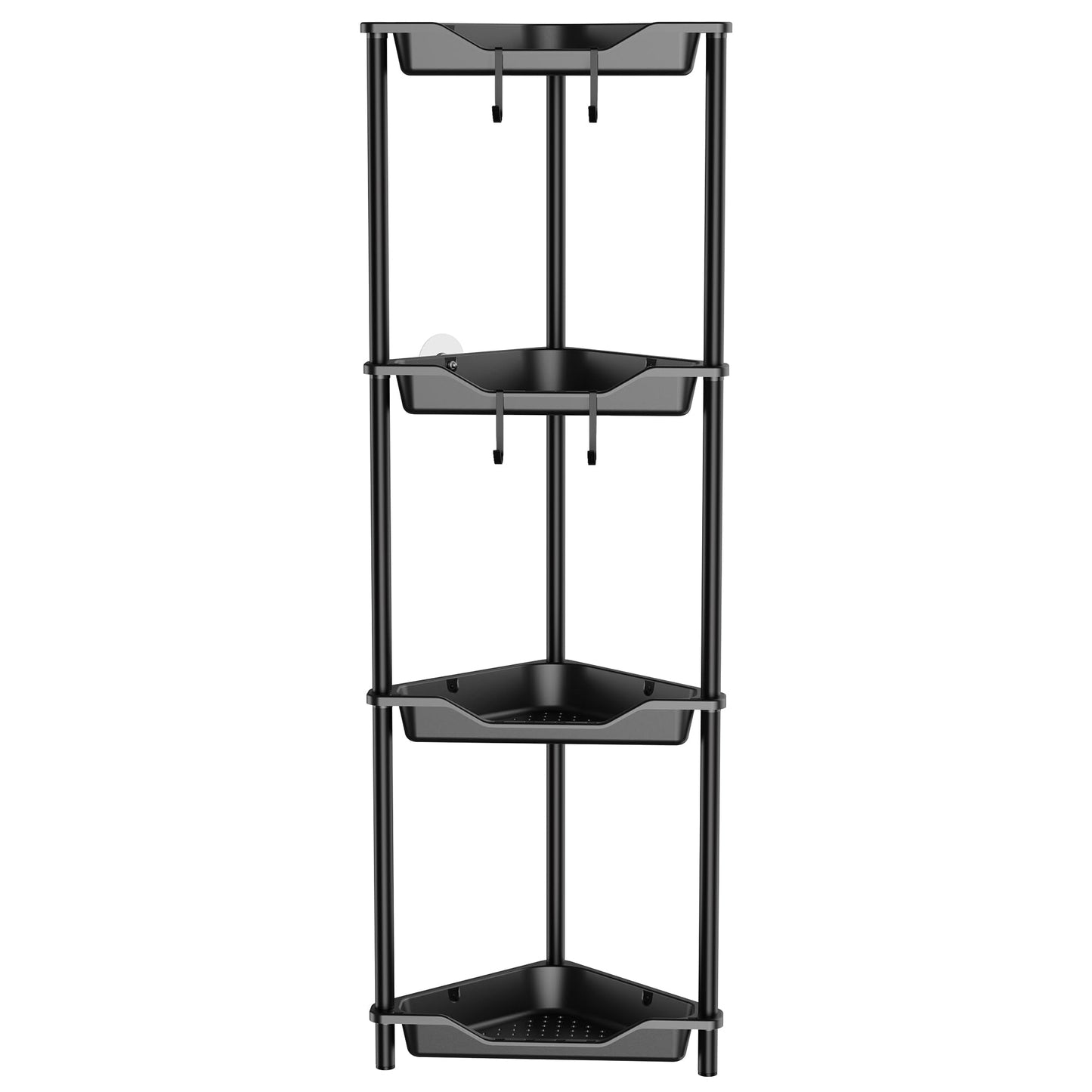 Orimade Rustproof 4 Tier Floor Standing Corner Shower Caddy Bundle with Round Adhesive Replacement Stickers