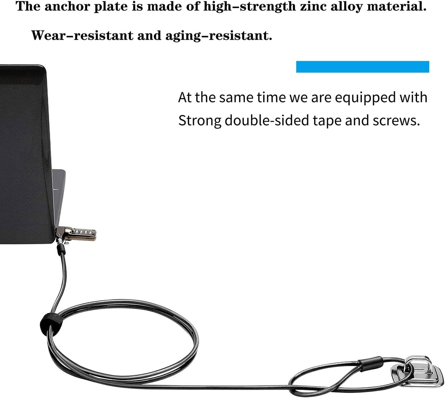 3 Pack Anti Theft Self Adhesive Security Plate for Cables to Lock Down Laptops, Mac Book, Tablets, iPad, or Other