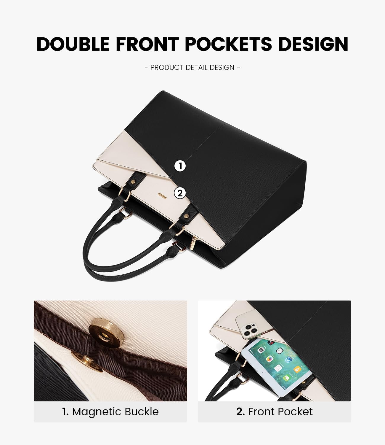 LOVEVOOK 17.3 Inch Laptop Tote Bag for Women, Waterproof Leather Business Office Work Bag Computer Briefcase with Small