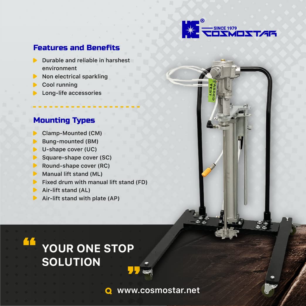 COSMOSTAR 5 Gallon Automatic Air Lifting Pneumatic Pail Agitator Paint Mixer | Drum Mixer | Pneumatic Bracket Mixer, Paint Stirring Machine Bracket Air Agitator Paint Mix Tool, Paint Agitator