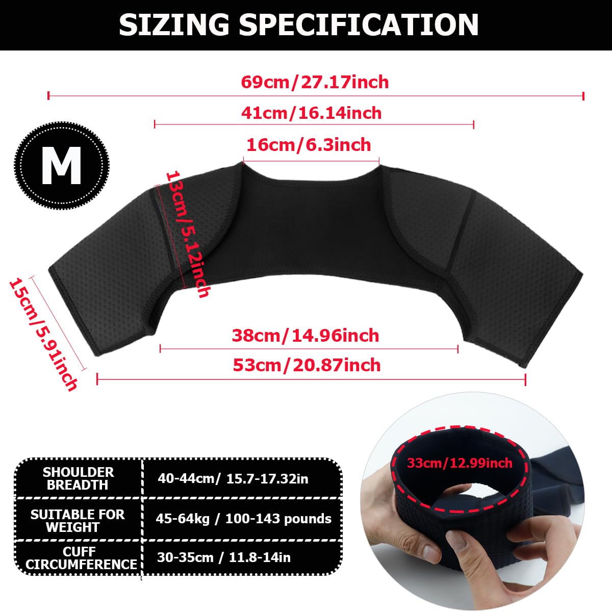 FERCAISH Double Shoulder Brace, Breathable Sports Protective Gear for Chronic Tendinitis Pain Relief, Shoulder Strap Brace for Sleeping Outdoor Lifting Sports(M)