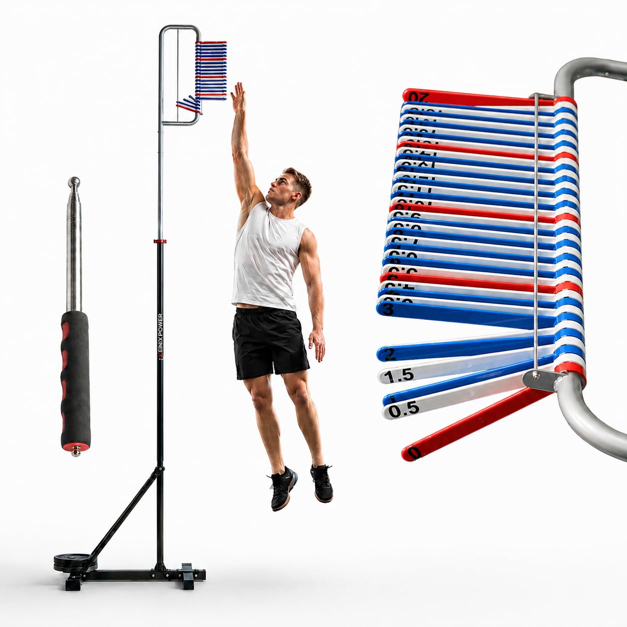 VENIX POWER® Patented Vertical Jump Tester & Trainer, Jumping Height Measurement Tool Equipment Pole for Training Practice Test, Volleyball Basketball Exercise Aid, High Higher Vertical Jump Box
