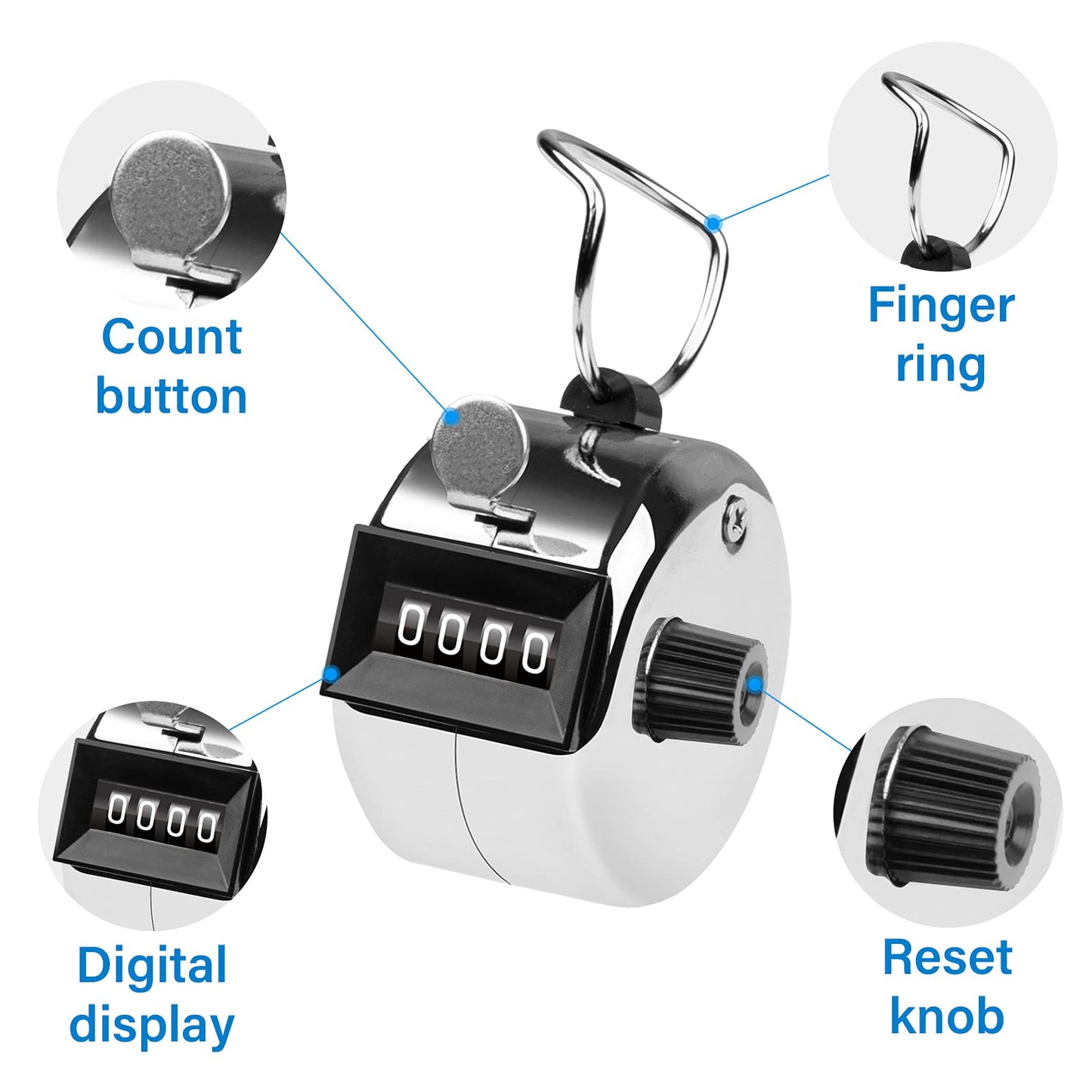 SDARMING Tally Counter, 4-Digit Clicker Counter, Metal Hand Tally Counters Clicker Pitch Counter for Counting, Knitting, Coaching, Golf, Lap, Fishing