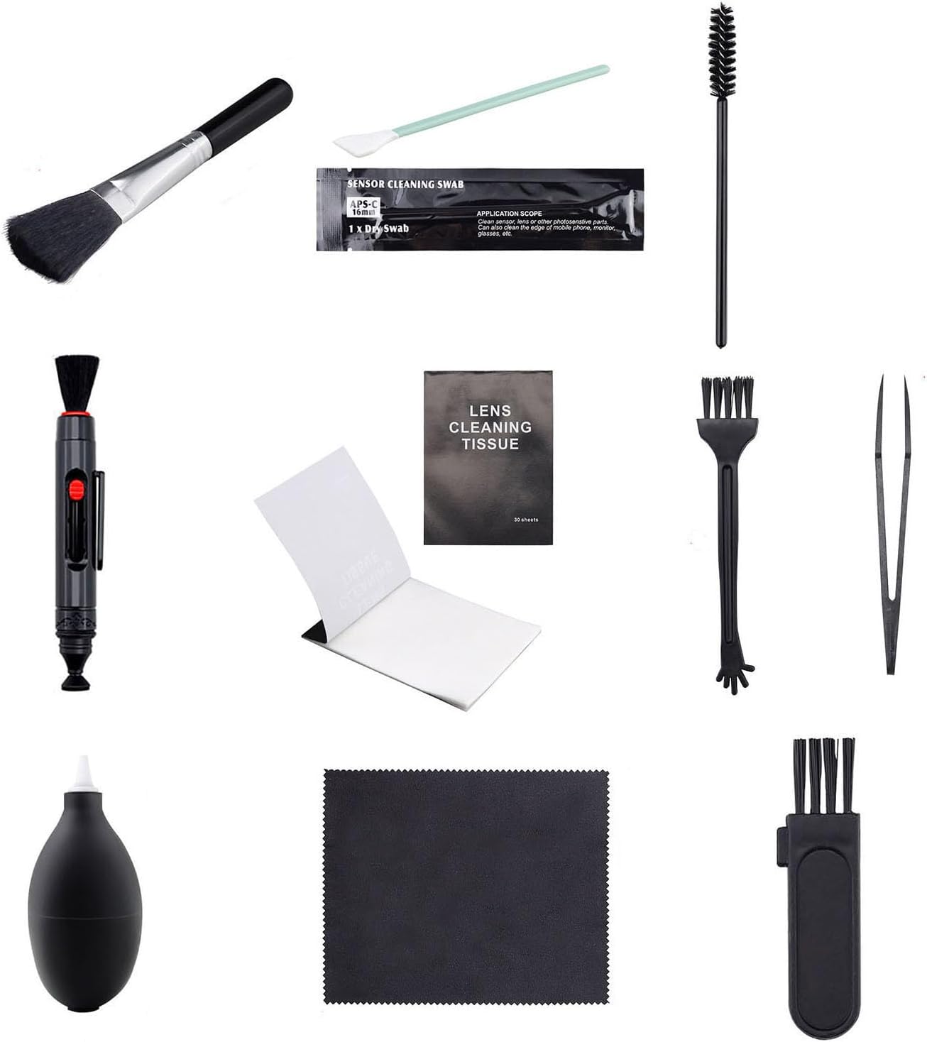 UpTuoLi 10Pcs Camera Lens Cleaning Kit, Includes Lens Brush Pen, Air Blower, Microfiber Cleaning Cloth, Soft Brush