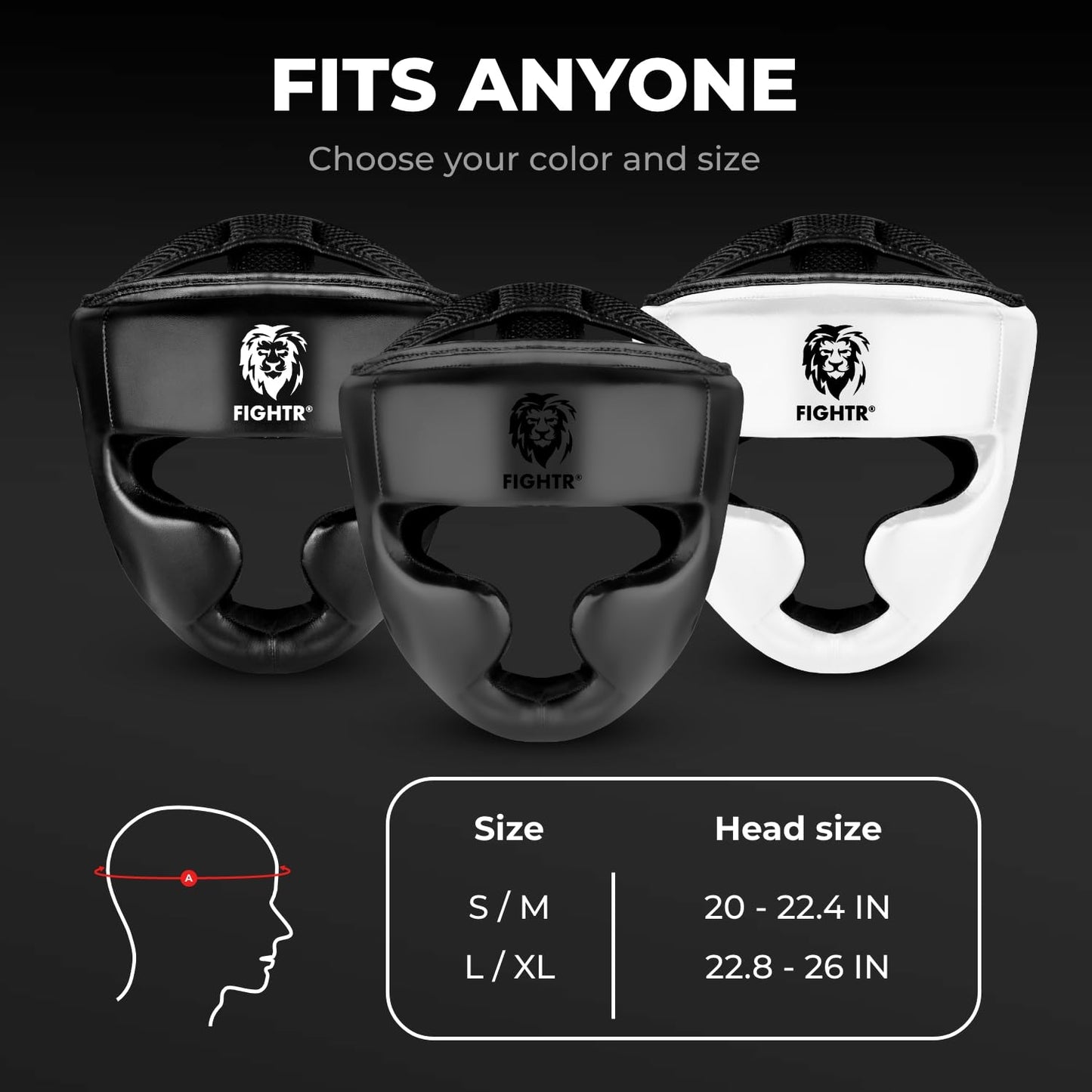 FIGHTR® Boxing Headgear with Best fit | Boxing Helmet Guard for Sparring | Adjustable Size for Boxing, MMA, Muay Thai, Kickboxing & Martial Art (White, L)