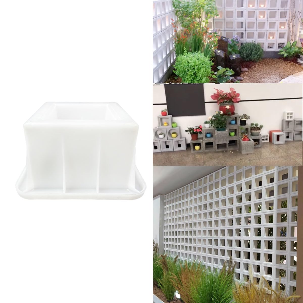 MWYZGMOLD Concrete Brick Molds - Reusable ABS Plastic Square Hollow Block Molds for DIY Garden Wall,Pathway Edging,Planter - Cement Block Mold for Construction, Landscaping