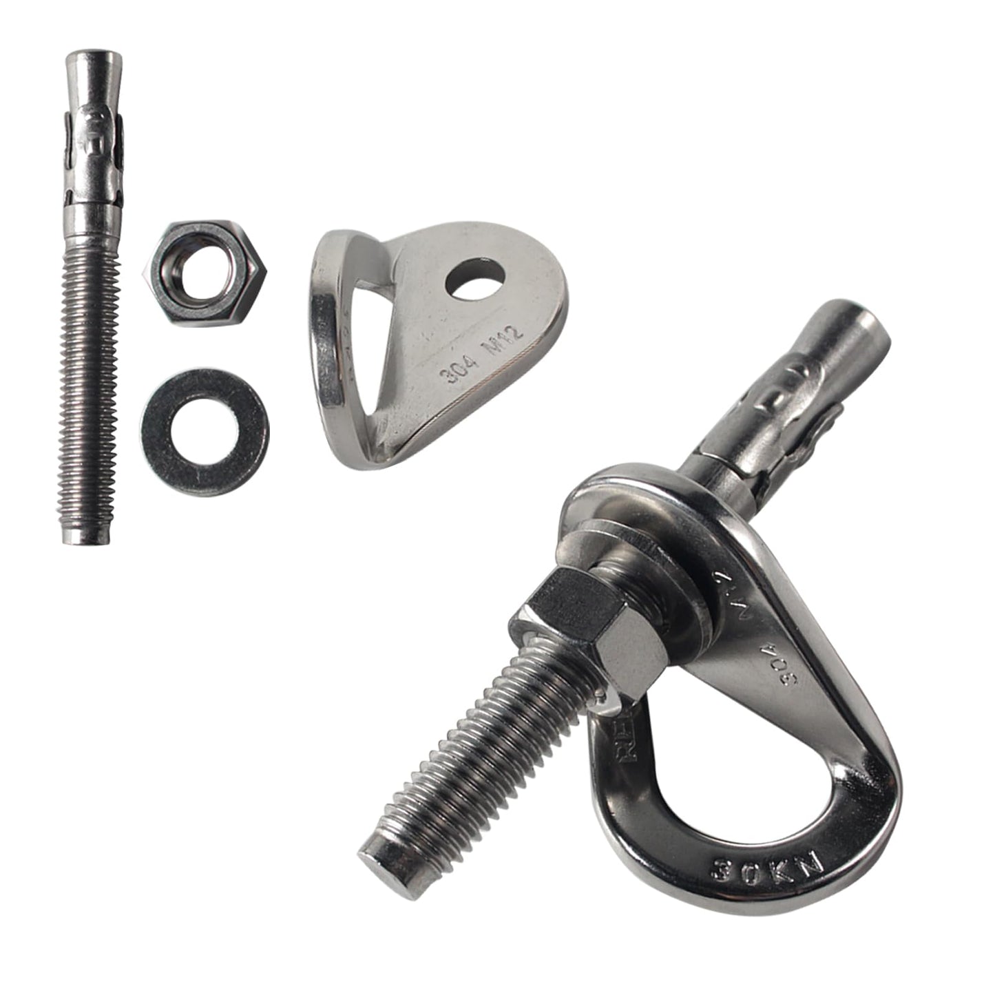 304 Stainless Steel Climbing Bolt Kit, Heavy-Duty Climbing Holds Hanger 1/2"-for Outdoor Climbing Walls, Bouldering Gyms, and DIY Home Training Setups (1 Set)