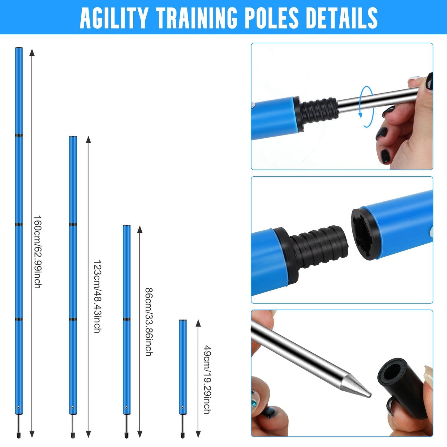 YGORTECH Soccer Agility Training Equipment, Includes 20ft Agility Ladder, 6 Adjustable Agility Poles, 10 Disc Cones, Jump Rope-Speed Training Set for Soccer Football Basketball Athletes Blue