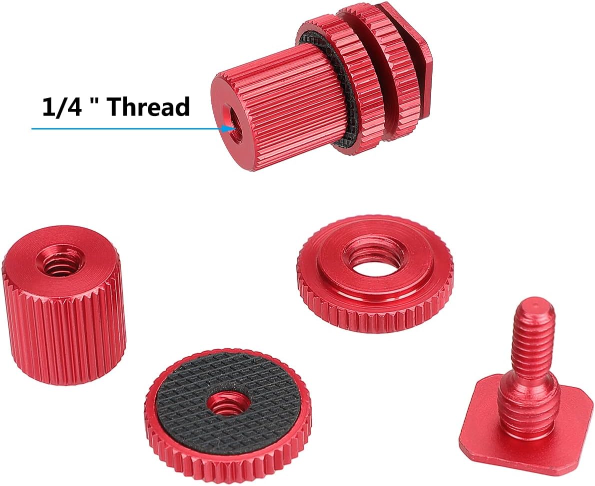 1/4"-20 (Red,2 Pieses)-3064 CAMVATE Camera Hot Shoe Mount to Female Thread Screw Adapter for DSLR Camera Rig