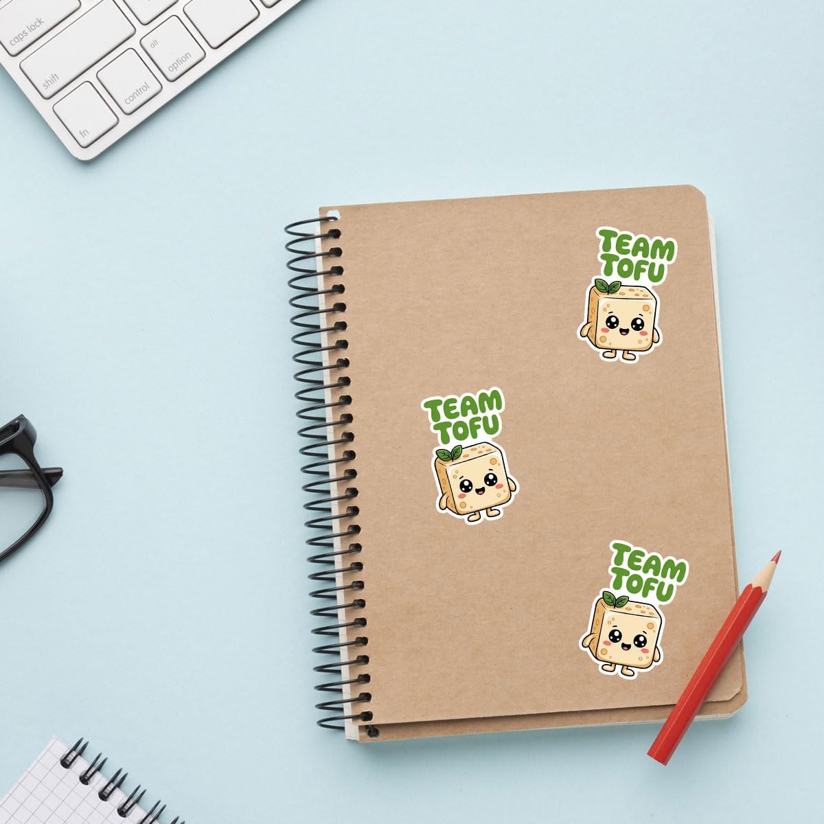 3 Pcs Team Tofu Cute Sticker, Funny Vegan Food Cartoon Design, Vegetarian Vinyl Stickers Die-Cut Waterproof for Laptop