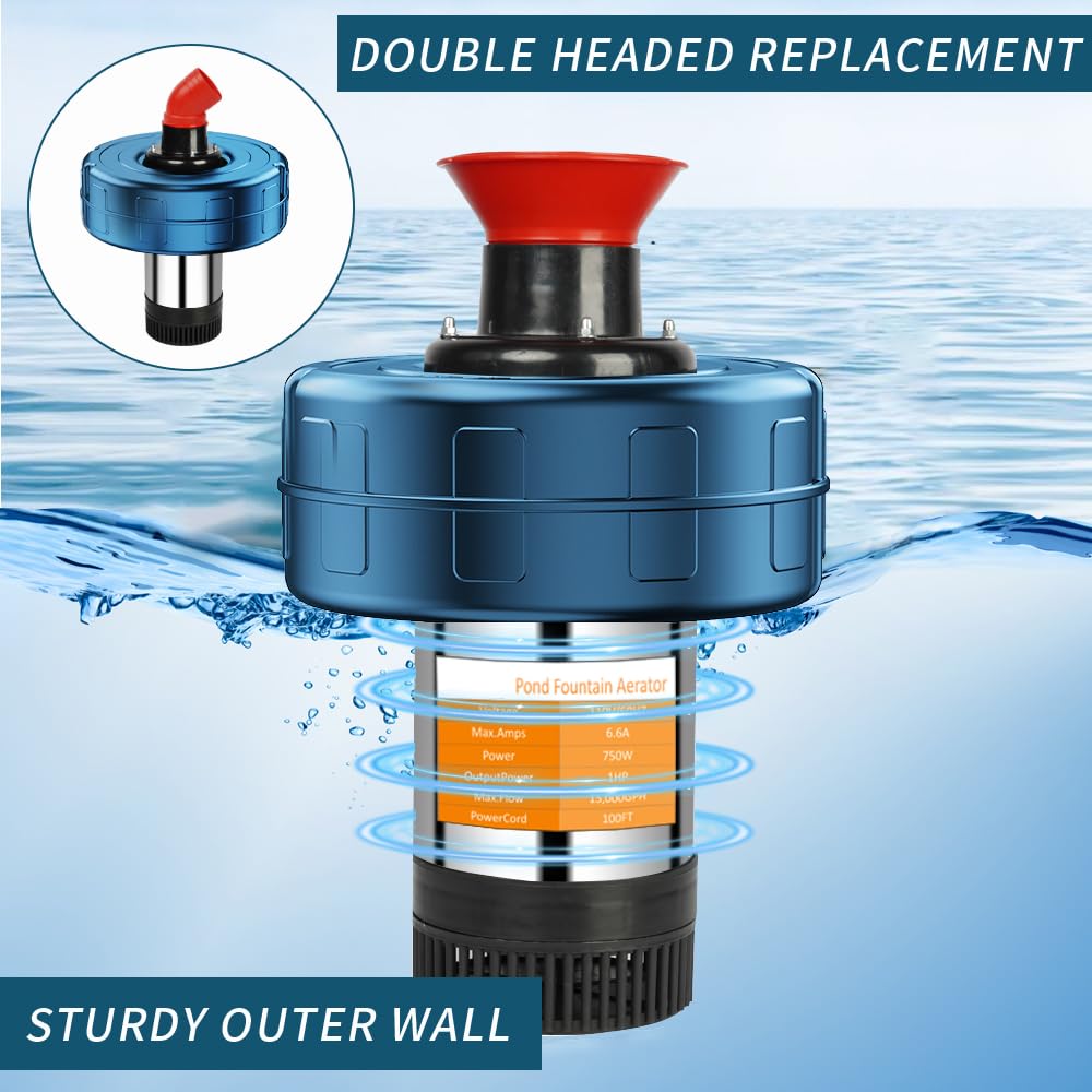 1HP 15000 GPH Pond Aerator Fountain Pump with Timer
