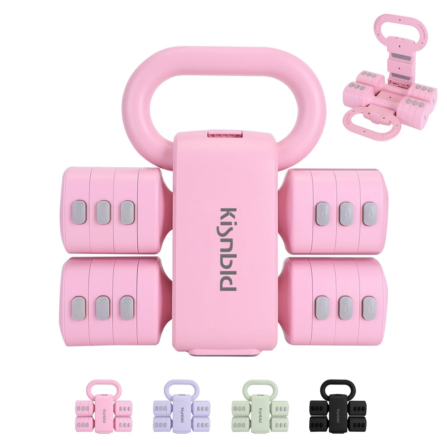 kisnbld Adjustable Dumbbell Set of 2, 2 in 1 Free Weights Dumbbells & Kettlebell Set for Women with Fast Adjustment, Each 2lb 3lb 4lb 5lb Hand Weights Set for Home Gym & Outdoor Exercise Training
