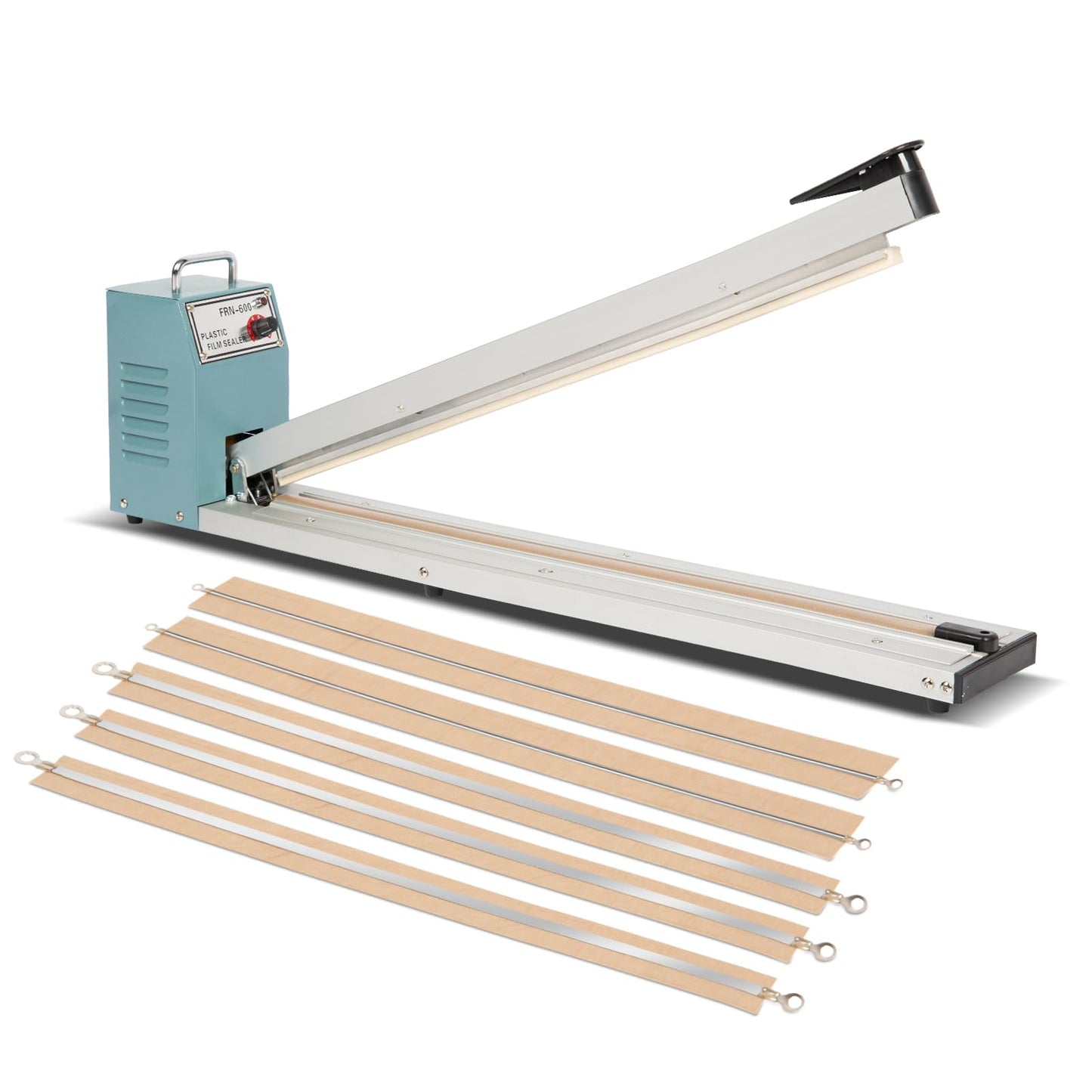 R-PACK Impulse Heat Sealer with Seal bar, Heavy-Duty Bag Sealing & Cutting Machine, 4 Extra Replacements (white, 24inch)