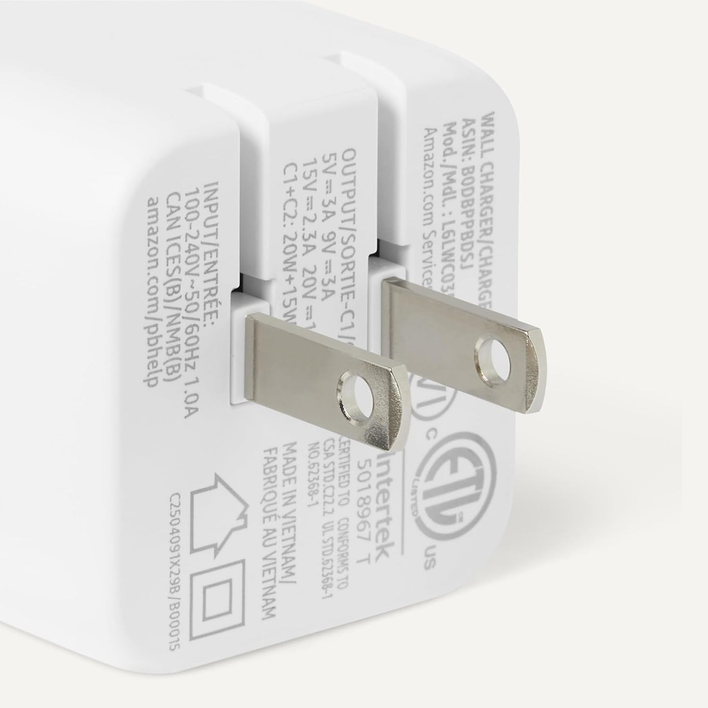 Amazon Basics 35W 2-Port 2 Fast Charging USB-C Nano GaN Wall Charger, for Phones, Tablets, Charge Devices