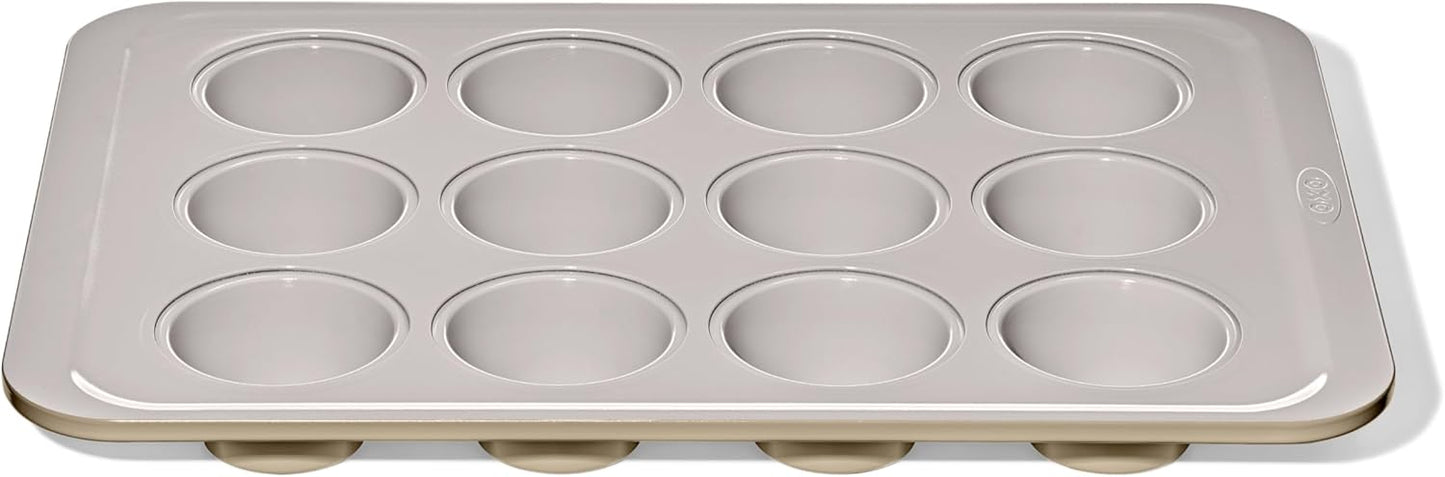 OXO Good Grips 12-Cup Muffin Pan - Non-Stick Pro Ceramic Coated Bakeware for Perfect Biscuits