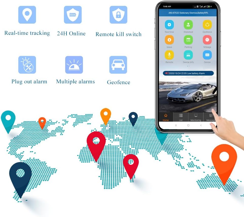 Reiwour 4G Hard Wired GPS Tracker for Vehicles One Month Subscription Included Hardwired Car Tracker Device