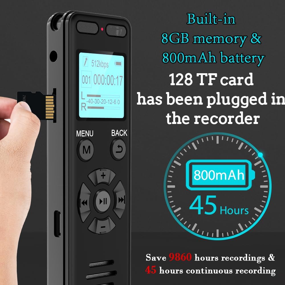 Aiworth 136GB 9860 Playback,MP3 Digital Voice Recorder Voice Activated Recorder for Lectures Meetings - Hours Sound