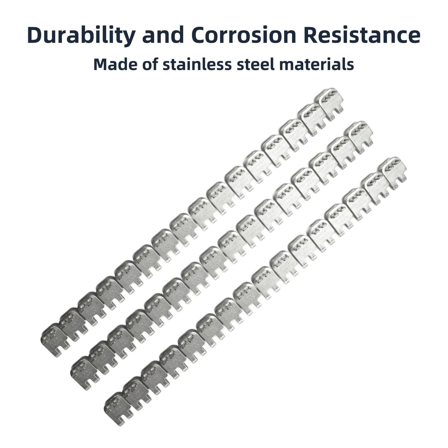48'' Stainless Steel Conveyor Belt Fasteners Clips with 27.5'' Hinge Pin - for Industrial Conveyor Belt Staple Lacing, Suitable for Belt Thickness of 5-6mm - Split into 3 Equal Sections