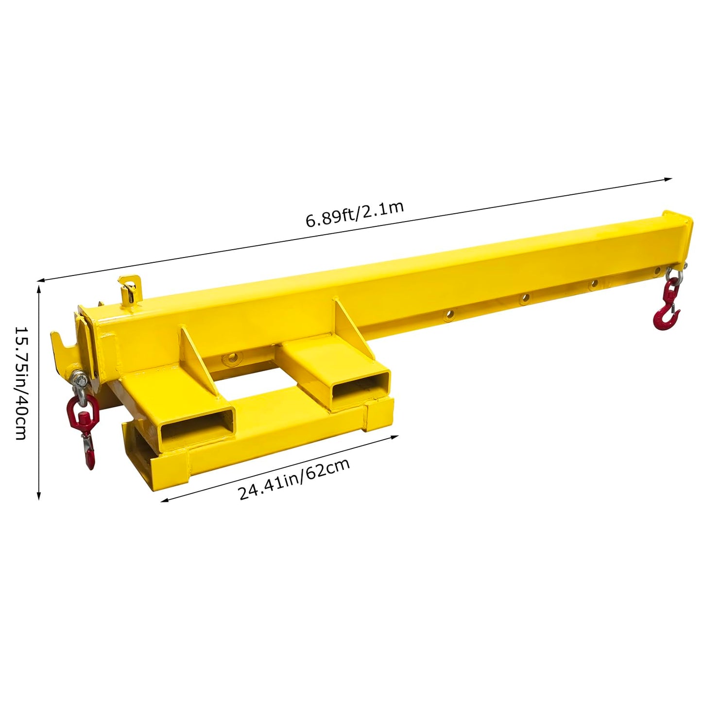 TECHTONGDA Dual-Direction Forklift Jib Crane - 4400 Lbs Telescoping Boom Works in Transverse & Longitudinal, Adjustable Mobile Crane Lifting Hoist Jib Boom with 2 Hooks, Forklift Attachment