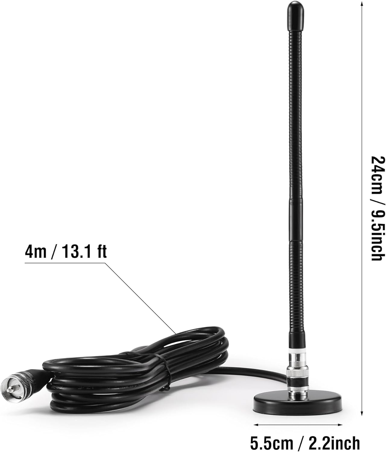 Radioddity CB515 27MHz, SO-239 CB-606/CB-606 PRO/CB-500/CB-27 PRO/CS-47/CB-900 CB Antenna Soft Whip CB Radio Antenna