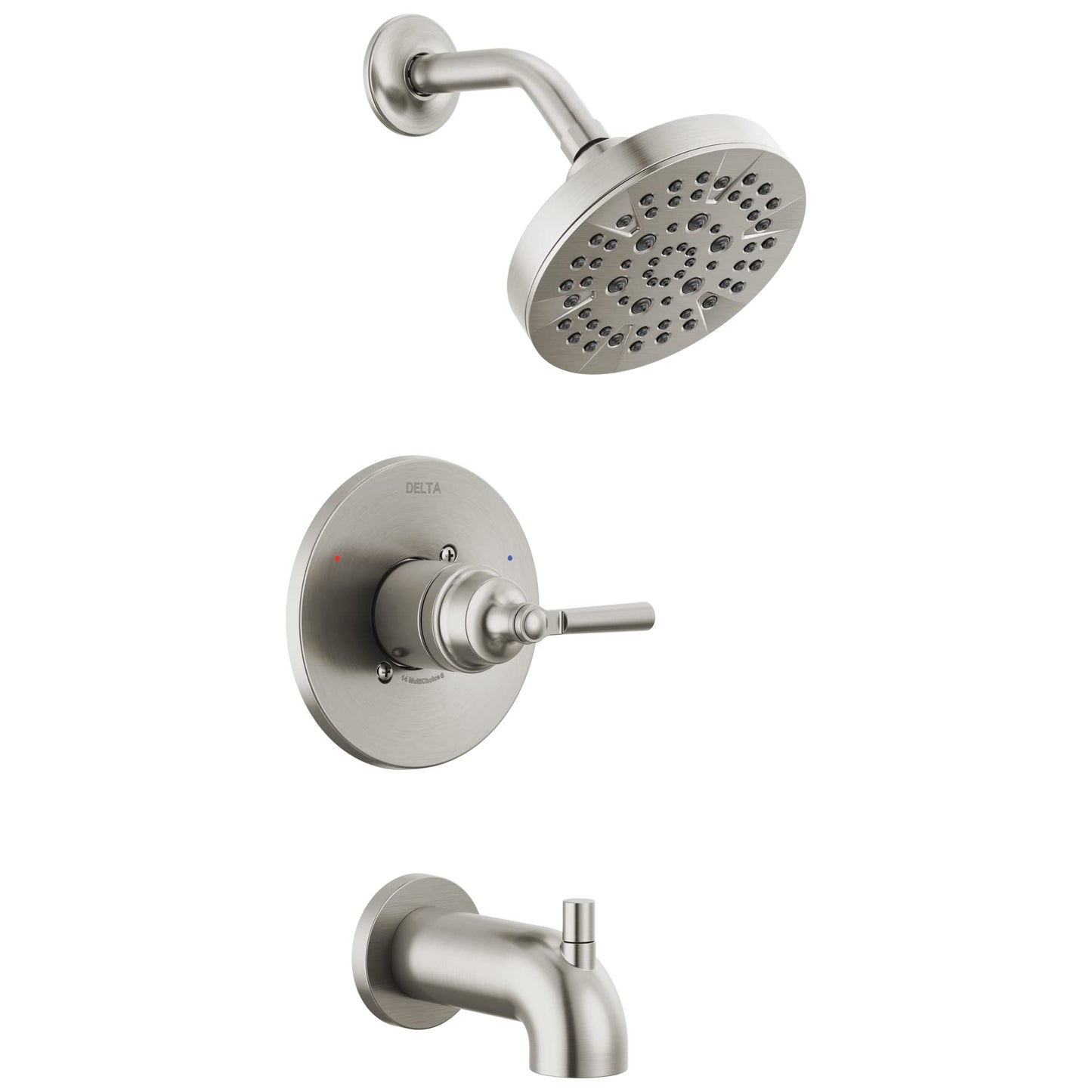 Delta Faucet Saylor 14 Series Brushed Nickel Tub and Shower Faucet Combo, Bathtub and Shower System, Shower Trim Kit, Bathtub Faucet Set, Shower Tub Faucet, Stainless T14435-SS (Valve Not Included)