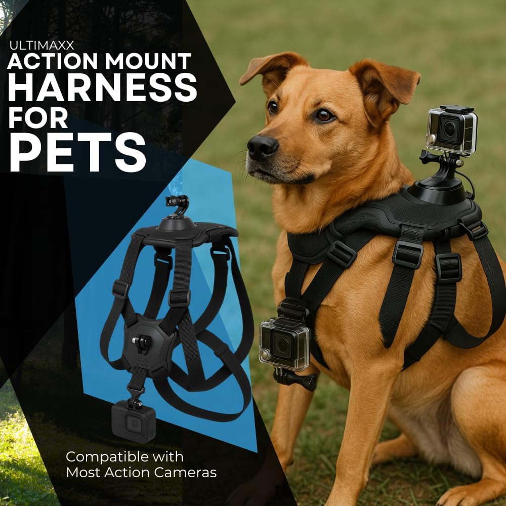 Ultimaxx Pet Action Camera Mount Harness - Compatible with Most Cameras