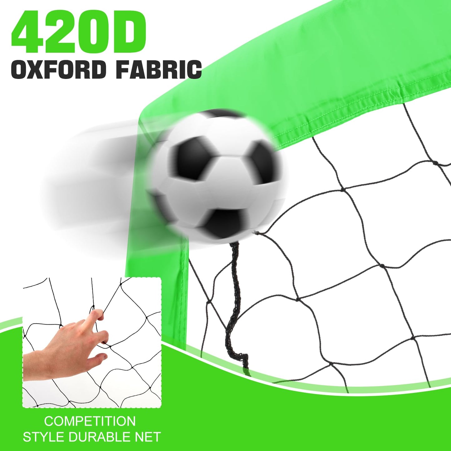 RUNBOW Soccer Goal for Backyard, 5x3 FT Portable Folding Soccer Net with Carry Bag for Kids and Adults Indoor/Outdoor Training Practice Use (Green, 5x3 FT, 1 Pack)