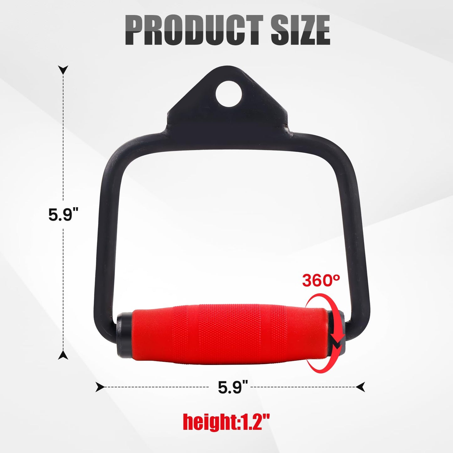 E.T.ENERGIC D Handle Bar with PU Grip, Environmentally Odorless, 360° Rotating LAT Pull Down Bar Cable Machine Attachment for Weight Workout Tricep Pull Down Attachment for Gym Home, Black+Red