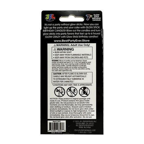 BEST PARTY EVER! Glow Stick Birthday Candles for Cake, Glowing Party Favors, 2 Pack (16 Total)