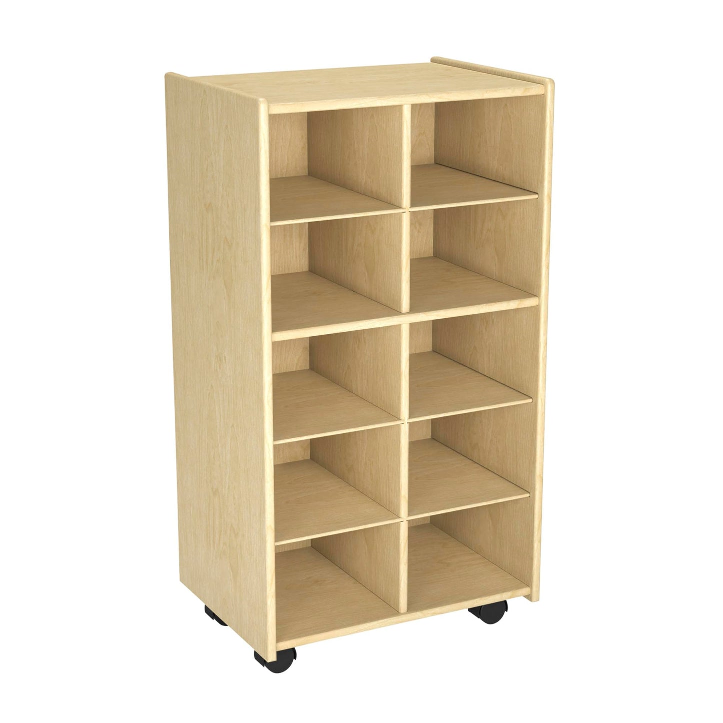 Childcraft Mobile Cubby Storage Unit, 10 Bin Capacity, Wooden, 19-1/2 x 14-1/4 x 36 Inches