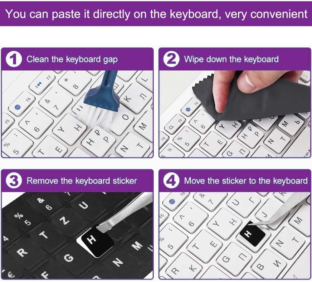 ANRACHEL Desktop(3PCS,English) Replacement English Keyboard Letter Stickers, Universal English Keyboard Stickers