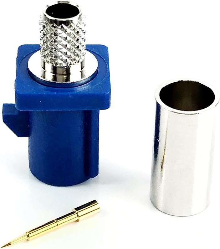RG58 2pcs Automotive FAKRA Straight Plug Crimp Key Code C Blue GPS Telematics Navigation