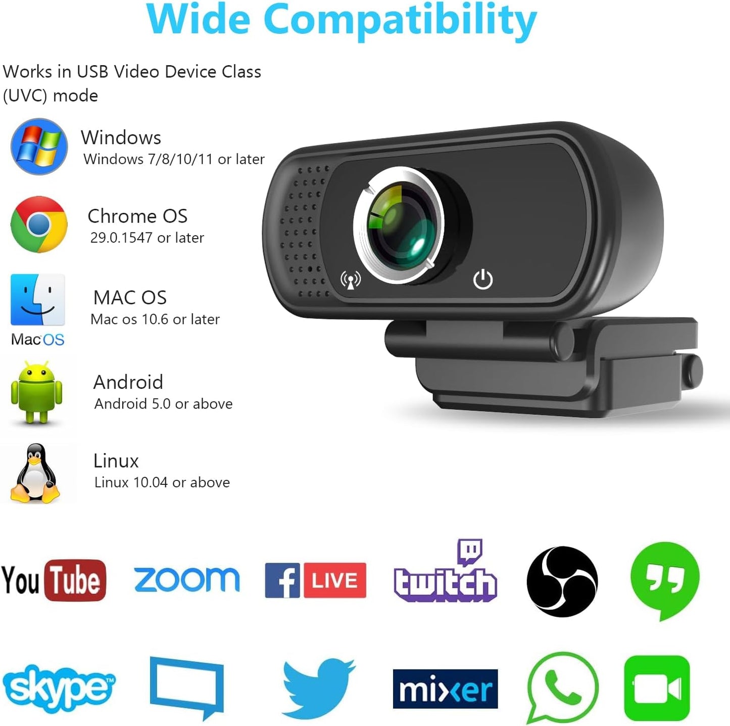 XPCAM 1080P Full HD Webcam with Microphone and Tripod, Pro Streaming Computer Camera with Privacy Cover, Widescreen USB
