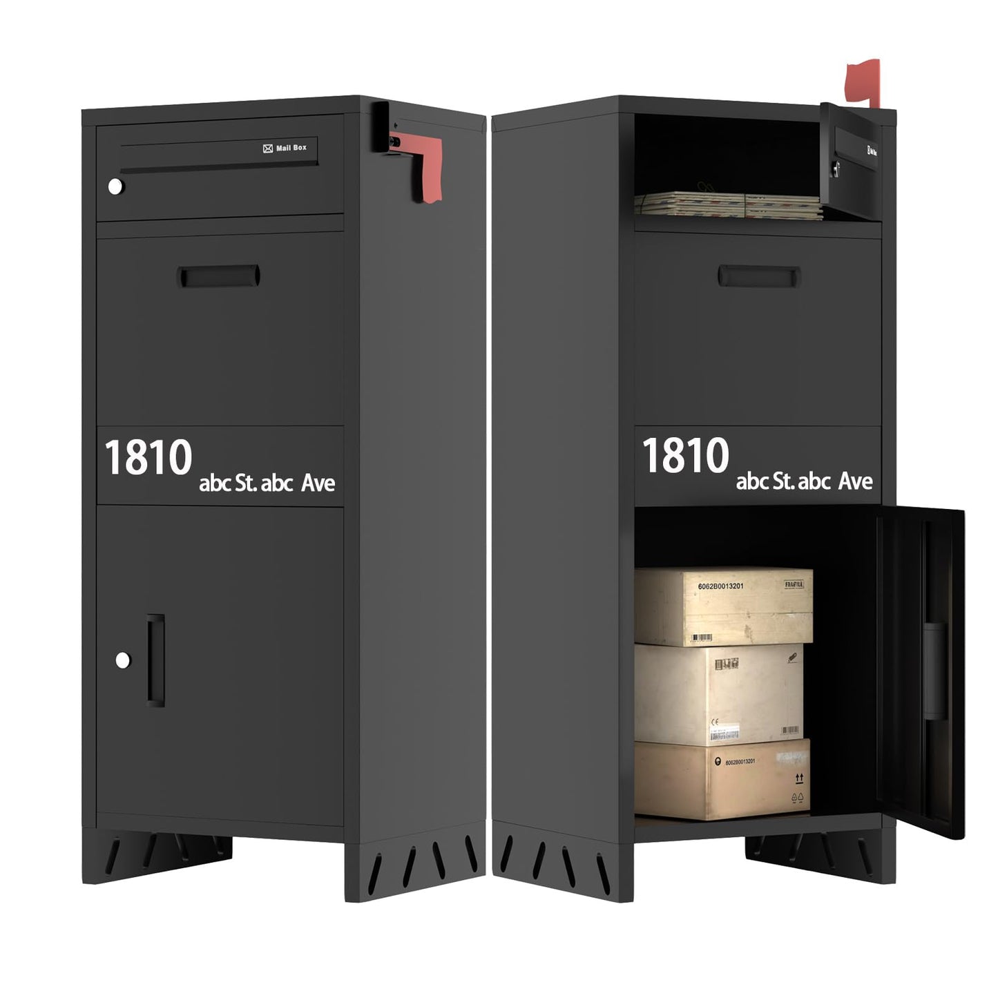 Package Delivery Boxes for Outside, Lockable & Waterproof Parcel Drop Box for Porch, Anti-Theft Mailbox with Custom Address Stickers,Assembly(14.5 * 17.5 * 43 in)