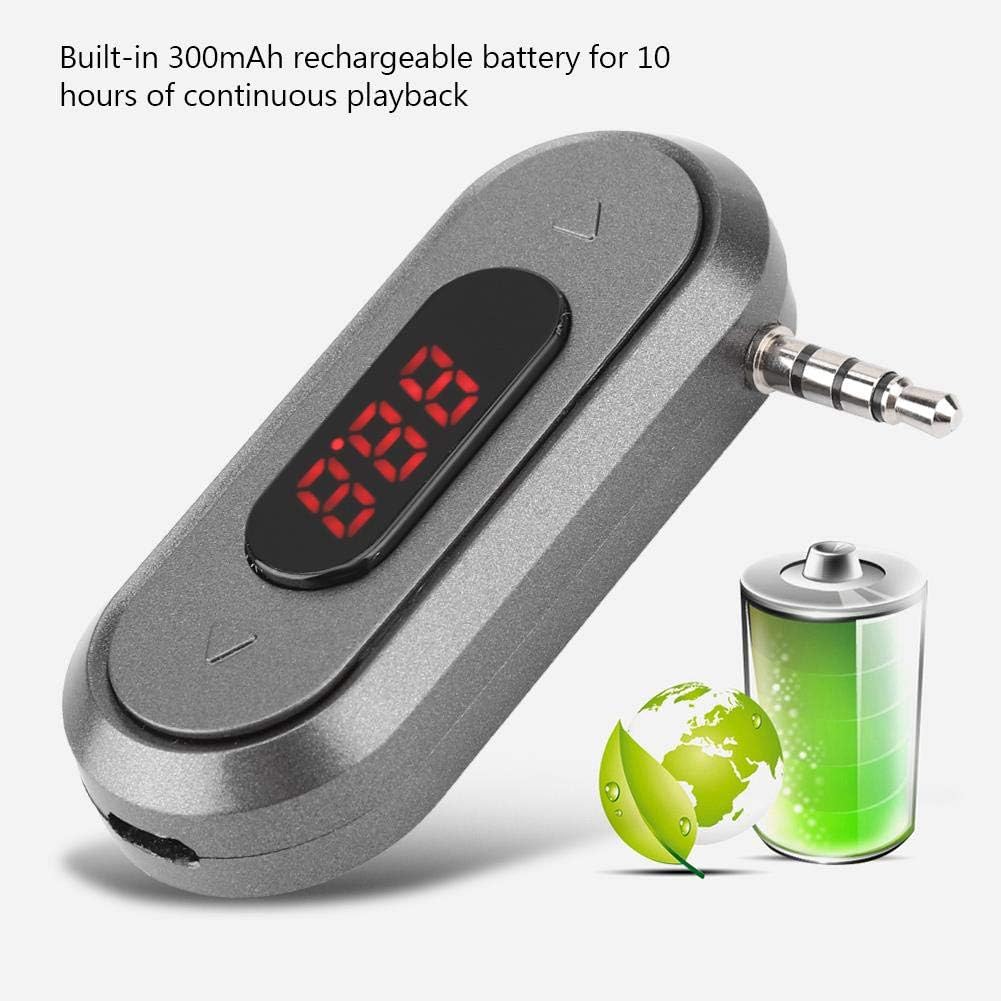 ASHATA 3.5MM Phone/Pad/MP3/MP4/MP5/Tablet 300mAh Audio Head Mobile FM Transmitter Built in Battery Car Radio