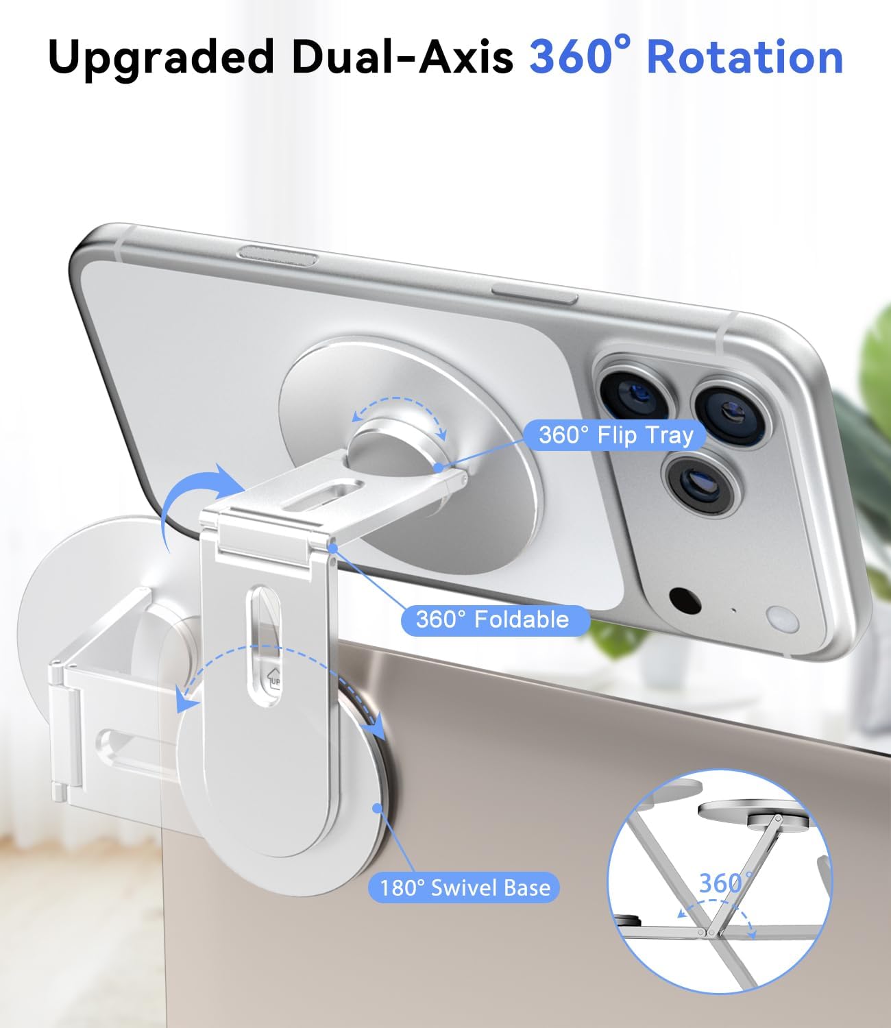 ALAFLY 17/16/15/14/13 360 3/Y, Magnetic Laptop Phone Holder, Foldable Hidden Mount Compatible with iPhone & All Phone