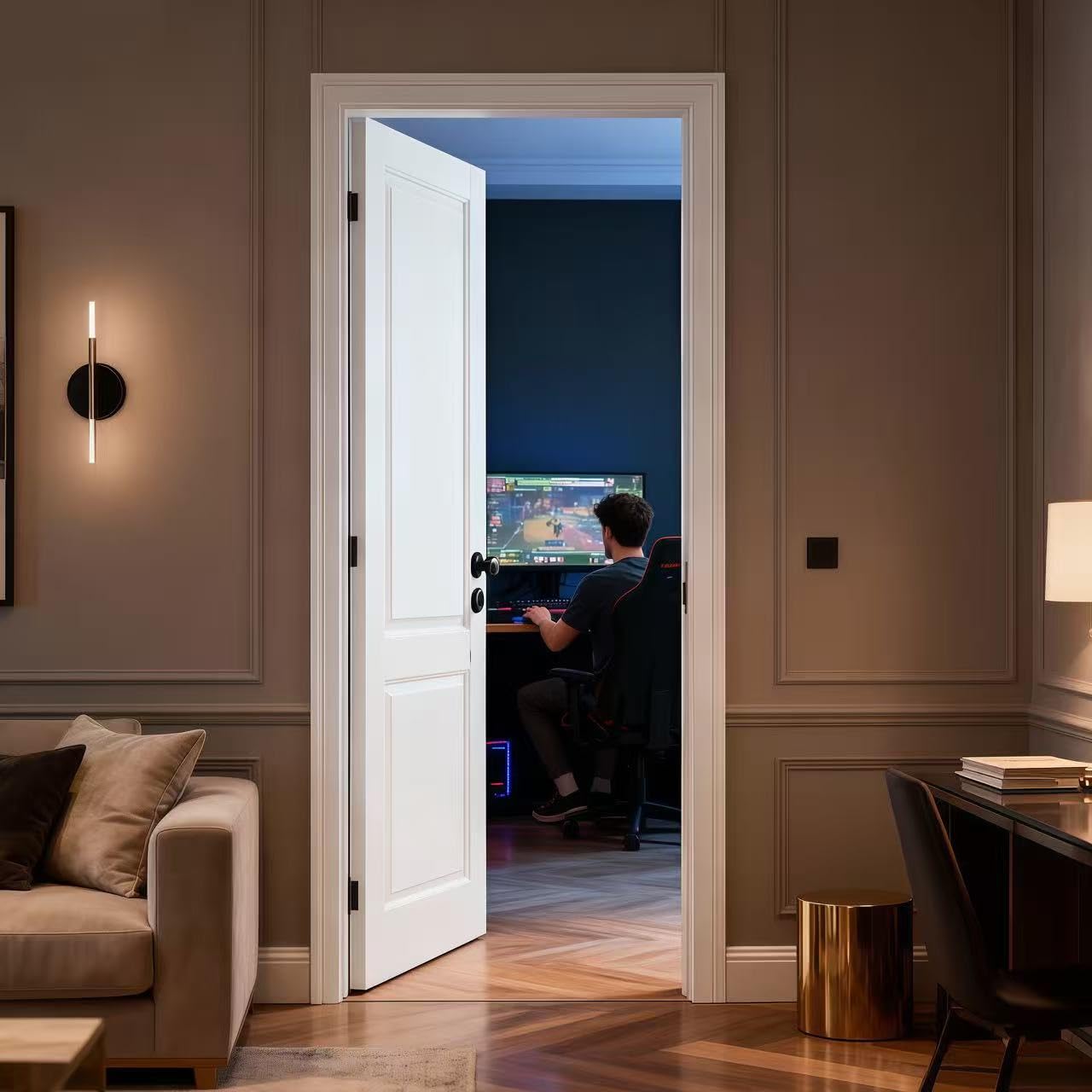 LetLuck 30"x 80" French Door Panels with a 2-Panel Design, Ideal for Closets, Storage Rooms, Bathrooms, Offices, and Interior Room Door - Solid Core Composite Material, No Hardware Included