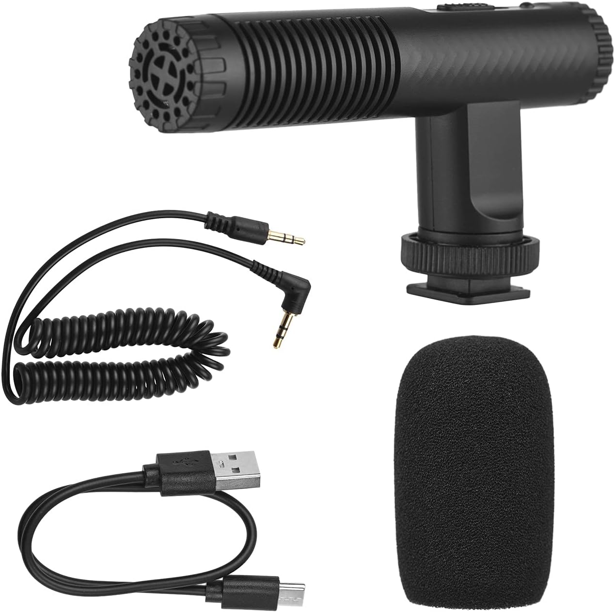 Namolit 3.5mm Portable Stereo Microphone Video Recording Mic TRS Plug Built-in Rechargeable Battery for DSLR Cameras