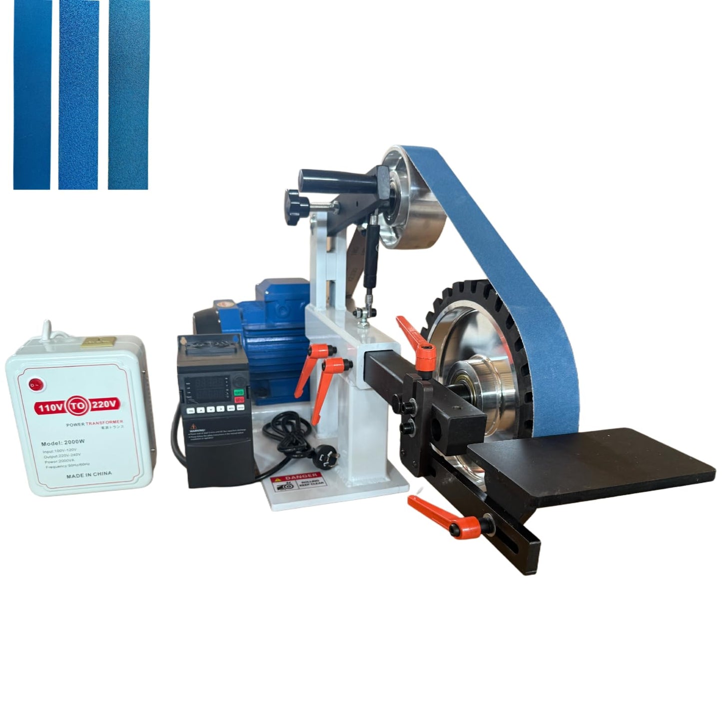 Belt Grinder Sander with VFD，2x72-inch 1500W 2HP Variable Speed Control Belt Sander with 3 Sets Grinding Tools and 3 Zirconia corundum Sanding Belts for Metalworking, Knife Making