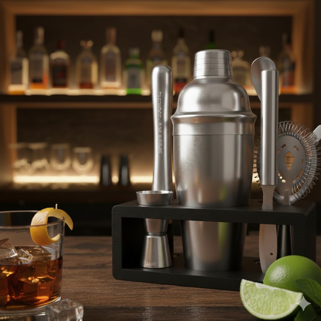 Highball & Chaser Cocktail Shaker Set: Bartender Kit for Home Bar Mixology Cocktail Bar Set Plus E-Book with 30 Recipes (Silver)