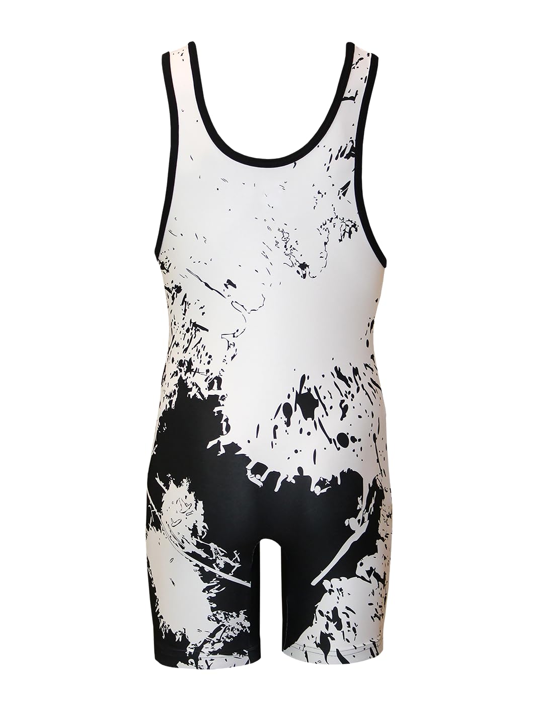 Matman USA The Splatter Men's & Boy's Wrestling - Weightlifting - Exercise Singlet - Made in the U.S.A. (Black, 6X-Small)