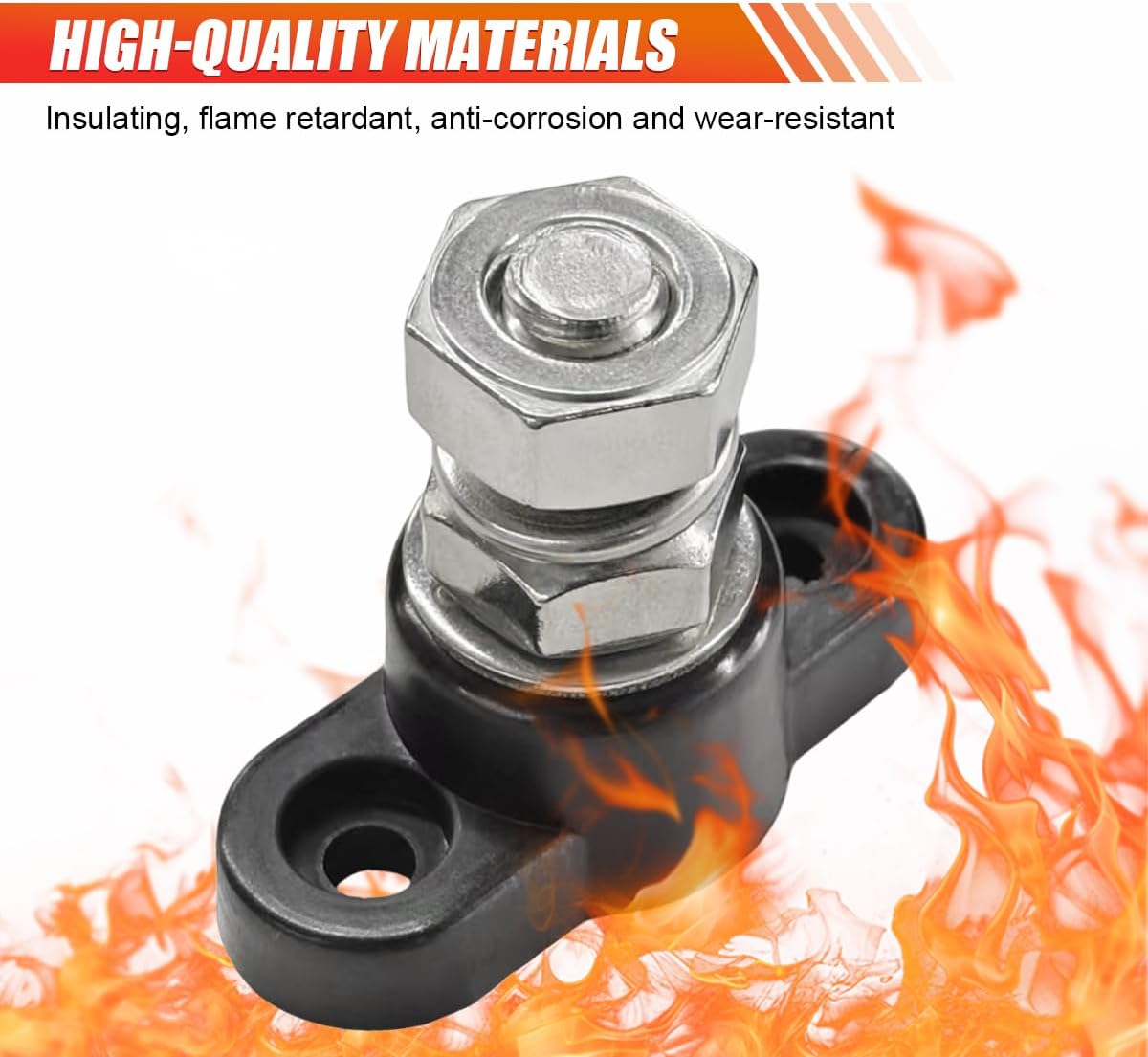 LAINLOY 3/8" 12V M10 Battery Power Junction Block Stud Stainless Steel Post, DC Single Stud with Insulated Base